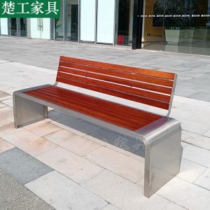 Ghế công viên Ngoài trời Ghế băng inox chống ăn mòn gỗ sắt vuông Ghế cộng đồng vườn công viên phân dài nhựa gỗ Ghế giải trí - Hình 4
