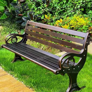 Ghế công viên ngoài trời Mojia băng ghế dự bị bằng nhôm đúc sân vườn có tựa lưng bằng sắt dành cho ba người Ghế dài giải trí ngoài trời - Hình 2