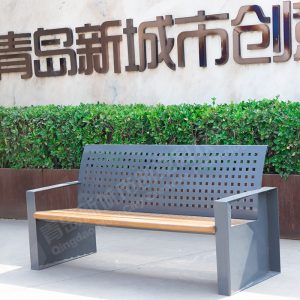 Ghế công viên ngoài trời sau bằng thép không gỉ giải trí ngoài trời Ghế dài trung tâm mua sắm đường phố cộng đồng Ghế dài - Hình 3