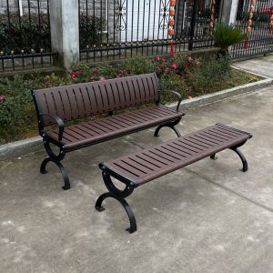 Ghế công viên ngoài trời tựa lưng Ghế băng dự bị sắt rèn dải giải trí sân vườn ngoài trời nhà sản xuất Ghế gỗ nhựa vuông - Hình 3