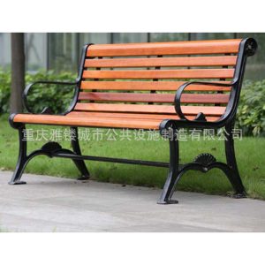 Ghế công viên Nhà máy trực tiếp bán Ghế công viên ngoài trời gỗ chắc chắn Ghế băng giải trí Ghế băng dự bị gang chân sân vườn Ghế gỗ - Hình 3