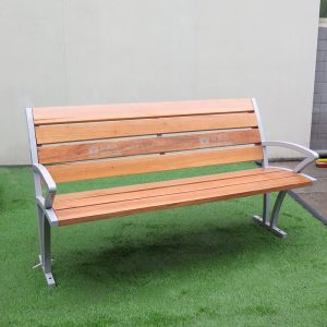 Ghế công viên nhà sản xuất Tang gỗ Ghế công viên băng ngoài trời sân vườn chân thép mạ kẽm Ghế giải trí cộng đồng tựa lưng Ghế băng dự bị tay vịn - Hình 2