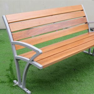 Ghế công viên nhà sản xuất Tang gỗ Ghế công viên băng ngoài trời sân vườn chân thép mạ kẽm Ghế giải trí cộng đồng tựa lưng Ghế băng dự bị tay vịn - Hình 3