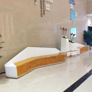 Ghế công viên Phần Ghế bằng sợi thủy tinh trung tâm mua sắm Ghế chờ nghỉ ngơi công cộng chống ăn mòn sáng tạo kích thước hạt gỗ chậu hoa Ghế băng dự bị - Hình 2