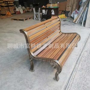 Ghế công viên Sắt Rèn Jane Ou Ghế Giải Trí Ngoài Trời Ghế băng Chờ Vuông Nhôm Đúc Phân Gỗ Nguyên Khối