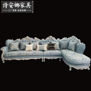 Ghế Da Châu Âu Sofa Góc Mỹ Sofa Vải Kết Hợp Phòng Khách Sofa Châu Âu Đơn Giản Nội Thất Chạm Khắc Sang Trọng - Hình 2