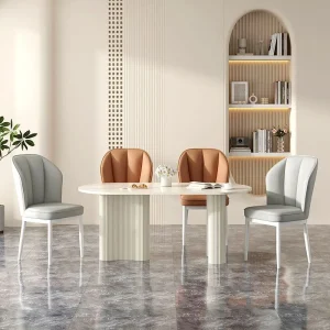 Ghế da yên đơn giản gia dụng phong cách kem Ghế ăn thiết kế nhà hàng sang trọng ăn uống - Hình 3