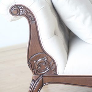 Ghế dài bằng vải phong cách châu Âu chạm khắc khóa ghế dài bằng vải phòng ngủ phòng khách tân cổ điển chạm khắc bằng gỗ ghế dài làm đẹp - Hình 3