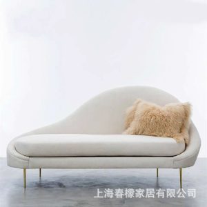 Ghế dài phong cách Mỹ ghế dài vải Bắc Âu ghế dài hậu hiện đại sang trọng ghế tựa cong đôi ghế sofa ba chỗ ngồi - Hình 2