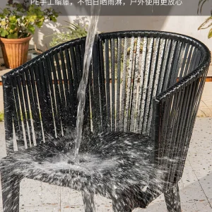 Ghế đan bằng liễu gai ngoài trời - Ban công sân ngoài trời, sân vườn giải trí, sân thượng ngoài trời, bộ bàn ghế kính bằng thép carbon - Hình 2