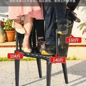 Ghế đan bằng liễu gai ngoài trời - Ban công sân ngoài trời, sân vườn giải trí, sân thượng ngoài trời, bộ bàn ghế kính bằng thép carbon - Hình 4
