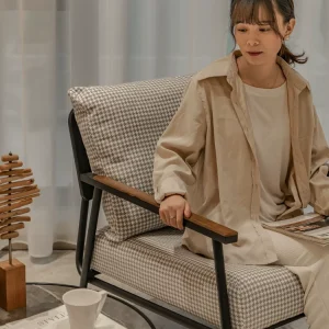 Ghế đơn ban công phòng khách sang trọng: Ghế giải trí và sofa đơn cafe ánh sáng hiện đại - Hình 4