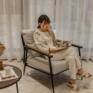 Ghế đơn ban công phòng khách sang trọng: Ghế giải trí và sofa đơn cafe ánh sáng hiện đại - Hình 5