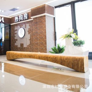 Ghế lát gỗ chắc chắn vẻ đẹp thương mại Chen Ghế ngồi bằng sợi thủy tinh Ghế giải trí ngoài trời Ghế băng dự bị có hình dạng đặc biệt trung tâm mua sắm Ghế chờ - Hình 2