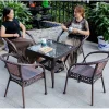 Ghế mây Bộ ba món Bộ bàn ghế sân vườn hiện đại Sân giải trí Bộ bàn ghế ngoài trời Đồ gỗ ngoài trời Trung Quốc