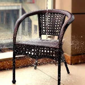 Ghế mây Bộ ba món Bộ bàn ghế sân vườn hiện đại Sân giải trí Bộ bàn ghế ngoài trời Đồ gỗ ngoài trời Trung Quốc - Hình 4