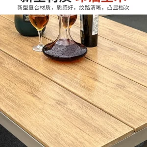Ghế mây dây rút ngoài trời, Bàn ghế gỗ nhựa - Biệt thự ngoài trời giải trí hộ gia đình - Bàn ghế ăn ngoài trời đơn giản - Hình 2