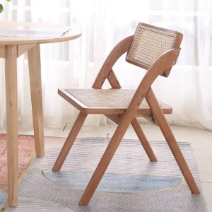 Ghế Mây Phong cách châu Âu Gỗ Chắc Chắn Re Ghế Nhà Tựa Lưng Ghế Ăn Gấp Đơn Giản Giải Trí Nhà Hàng Ghế