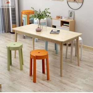 Ghế nhựa bán buôn nhà có thể xếp chồng lên nhau dày băng ghế cao lưới ghế màu đỏ phòng khách xếp chồng lên nhau phân tròn ghế ăn đơn giản - Hình 2