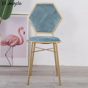 Ghế Phong cách châu Âu Tựa Lưng Ghế Ăn Hiện Đại Sắt Nghệ Thuật Lưới Đỏ Nhà Trang Điểm Ghế Nhà Hàng Thông Thường Ghế Cà Phê - Hình 4