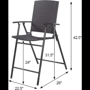 Ghế quầy bar Wfs, Ghế, Ghế dài ngoài trời, ng nhà, Ngoài trời, 4 CÁI, Gấp, Đan lát mây - Hình 2