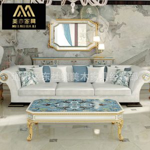 Ghế quý phi Italy Pháp Phong cách Châu Âu Alexander chạm khắc sofa vỏ khảm khảm gia đình lớn vải ba người