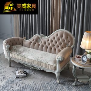 Ghế quý phi Nội thất Pháp phong cách Châu Âu gỗ ghế dài phòng khách chạm khắc ghế phòng ngủ vẻ đẹp - Hình 2