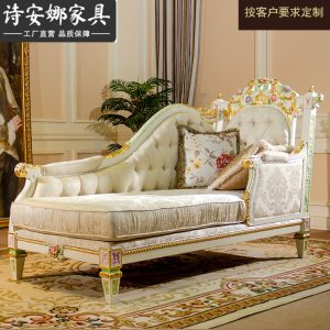 Ghế quý phi Nội thất phòng ngủ cao cấp kiểu Pháp Italy gỗ chạm khắc bằng tay vải nghệ thuật ghế dài phòng chờ - Hình 3