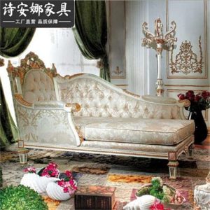 Ghế quý phi Nội thất phòng ngủ cao cấp kiểu Pháp Italy gỗ chạm khắc bằng tay vải nghệ thuật ghế dài phòng chờ