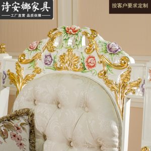Ghế quý phi Nội thất phòng ngủ cao cấp kiểu Pháp Italy gỗ chạm khắc bằng tay vải nghệ thuật ghế dài phòng chờ - Hình 4