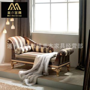 Ghế quý phi Nội thất phòng ngủ tân cổ điển Alexander thanh lịch vẻ đẹp chạm khắc ghế vải cổ điển ghế dài sofa nội thất