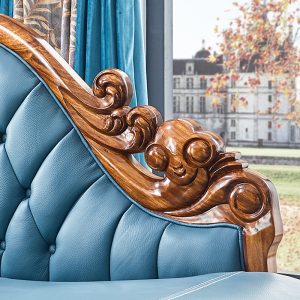 Ghế quý phi Ouloxin gỗ mun gỗ chắc chắn da ghế dài phong cách Châu Âu lưới mỏ neo màu đỏ ghế làm đẹp ghế sofa phòng ngủ ghế đi văng - Hình 2