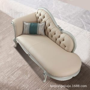 Ghế quý phi Pháp sáng sang trọng da ghế longue vẻ đẹp ghế phòng ngủ phong cách châu Âu đơn giản bằng gỗ nguyên khối ghế sofa đơn sản phẩm mới - Hình 3