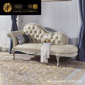 Ghế quý phi Pháp sáng sang trọng da ghế longue vẻ đẹp ghế phòng ngủ phong cách châu Âu đơn giản bằng gỗ nguyên khối ghế sofa đơn sản phẩm mới