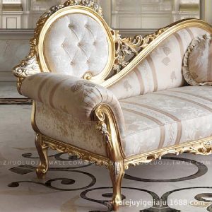 Ghế quý phi Phong Cách Châu Âu Giường Cấp Phân Phòng Ngủ Ghế Dài Ghế Sofa Chất Liệu Vải Sang Trọng Phòng Khách Ghế Dài Gỗ Chắc Chắn Chạm Khắc Ghế Chống Bẹp Đầu - Hình 2