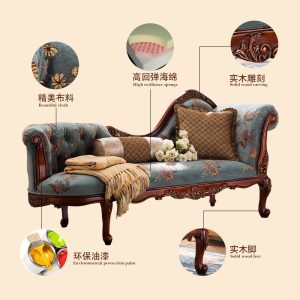 Ghế quý phi Phong cách Mỹ chắc chắn gỗ chaise longue vải ban công giải trí ghế sofa phòng ngủ làm đẹp ghế phong cách Châu Âu ghế tựa đơn - Hình 4