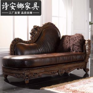 Ghế quý phi Phong cách mỹ ghế dài bằng gỗ nguyên khối phòng ngủ phong cách châu Âu ghế da nghệ thuật ghế dài đi văng nhỏ ghế sofa nội thất biệt thự - Hình 2