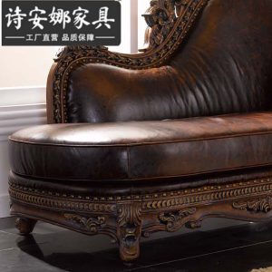 Ghế quý phi Phong cách mỹ ghế dài bằng gỗ nguyên khối phòng ngủ phong cách châu Âu ghế da nghệ thuật ghế dài đi văng nhỏ ghế sofa nội thất biệt thự - Hình 4