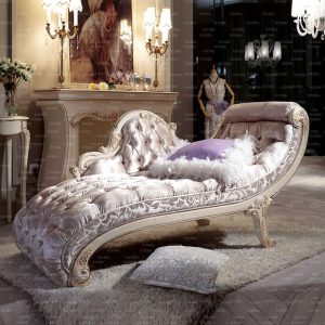 Ghế quý phi phong cách Pháp Ghế Dài Italy Gỗ Sofa Vải Ghế Châu Âu Gỗ Kẹo Kẹo Phòng Ngủ Ghế Chống Bẹp Đầu - Hình 2