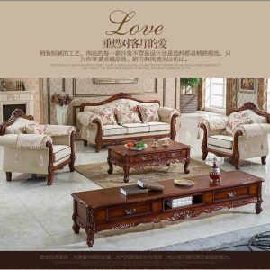 Ghế quý phi Retro Băng Ghế Sofa Phong Cách Châu Âu Xuất Bản Phòng Khách Kết Hợp Gỗ Chắc Chắn Chạm Khắc gia đình Sofa Da Phong Cách Mỹ - Hình 2