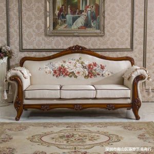 Ghế quý phi Retro Băng Ghế Sofa Phong Cách Châu Âu Xuất Bản Phòng Khách Kết Hợp Gỗ Chắc Chắn Chạm Khắc gia đình Sofa Da Phong Cách Mỹ
