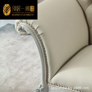 Ghế quý phi sang trọng phong cách Pháp ghế dài bằng da nội thất phòng ngủ ghế sofa đơn đơn giản phong cách châu Âu bằng gỗ nguyên khối làm đẹp - Hình 2