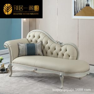 Ghế quý phi sang trọng phong cách Pháp ghế dài bằng da nội thất phòng ngủ ghế sofa đơn đơn giản phong cách châu Âu bằng gỗ nguyên khối làm đẹp