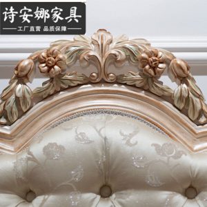 Ghế quý phi Sofa vải phong cách châu Âu Ghế dài vải tân cổ điển sang trọng Nội thất ghế gỗ cứng phong cách châu Âu - Hình 3