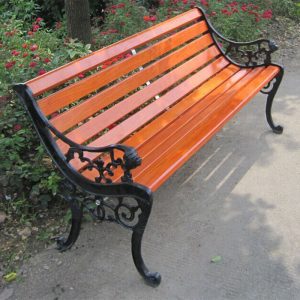 Ghế sân vườn gỗ thép ngoài trời tựa lưng Ghế sân vườn chân nhôm rèn Ghế công viên giải trí cộng đồng Ghế băng dự bị có tựa lưng - Hình 4