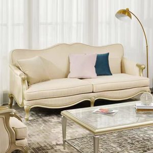 Ghế Sofa ba người kiểu Mỹ phòng nhỏ Phong cách Pháp phòng khách sang trọng nhẹ sâm panh biệt thự gỗ sồi vải Sofa đơn - Hình 3
