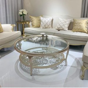 Ghế Sofa ba người kiểu Mỹ phòng nhỏ Phong cách Pháp phòng khách sang trọng nhẹ sâm panh biệt thự gỗ sồi vải Sofa đơn