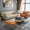 Ghế Sofa da sang trọng nhẹ kiểu Mỹ đầu lớp da bò phòng nhỏ phòng khách hiện đại đơn giản kéo khóa đồ nội thất ba người