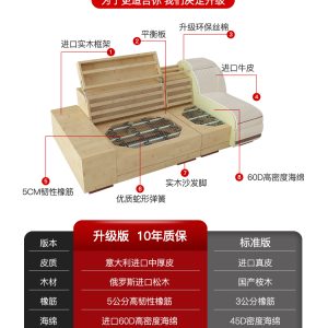 Ghế Sofa da sang trọng nhẹ lớp đầu tiên Sofa da bò phòng khách hiện đại đơn giản da nghệ thuật Sofa kích thước đồ nội thất - Hình 2