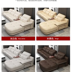 Ghế Sofa da sang trọng nhẹ lớp đầu tiên Sofa da bò phòng khách hiện đại đơn giản da nghệ thuật Sofa kích thước đồ nội thất - Hình 3